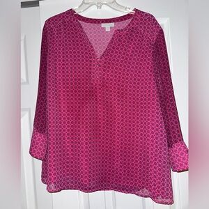 Charter Club Fuchsia Geometric Blouse